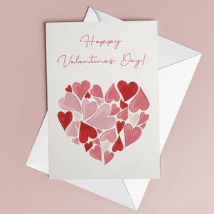 Листівка &laquo;Happy Valentine&rsquo;s Day&raquo; з кольоровими сердечками LO26-01-C фото