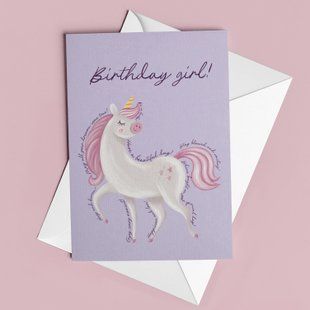 Листівка &ldquo;Birthday Girl&rdquo; з єдинорогом KD-13-C фото