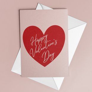 Листівка &laquo;Happy Valentine&rsquo;s Day&raquo; з червоним серцем LO26-06-C фото